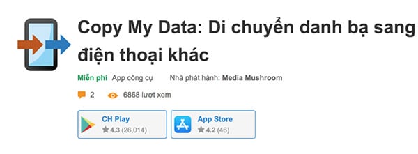 Ứng dụng chuyển danh bạ từ iPhone sang Android Copy My Data