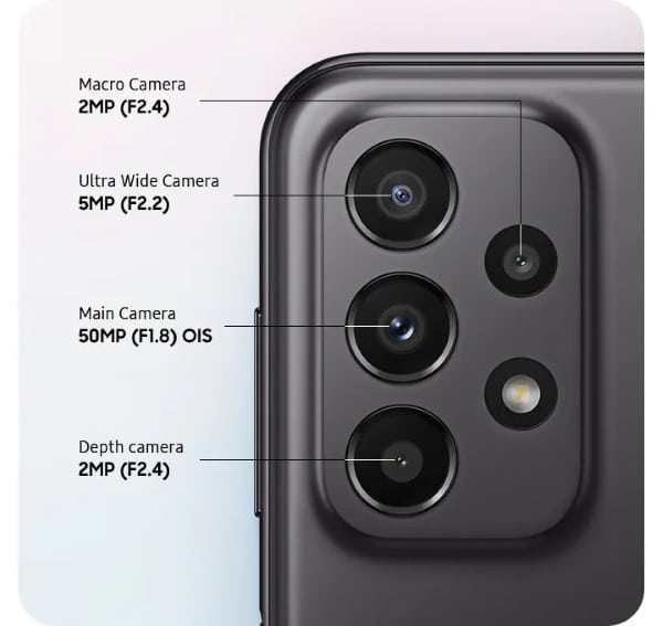 Camera trên Galaxy A23 5G có độ phân giải lên tới 50 MP