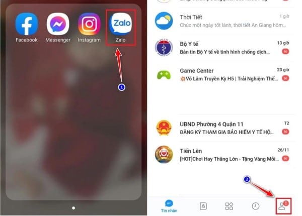 Nhấn mở tab Cá nhân